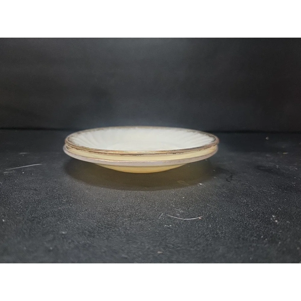 Anchor Hocking Golden Shell Saucers, Swirl Lustre Plates, Gold Trim, Set Of‎ 2